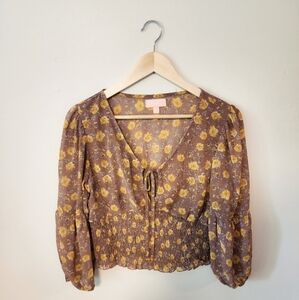 Charmed Hearts Yellow Floral Chrysanthemum Top